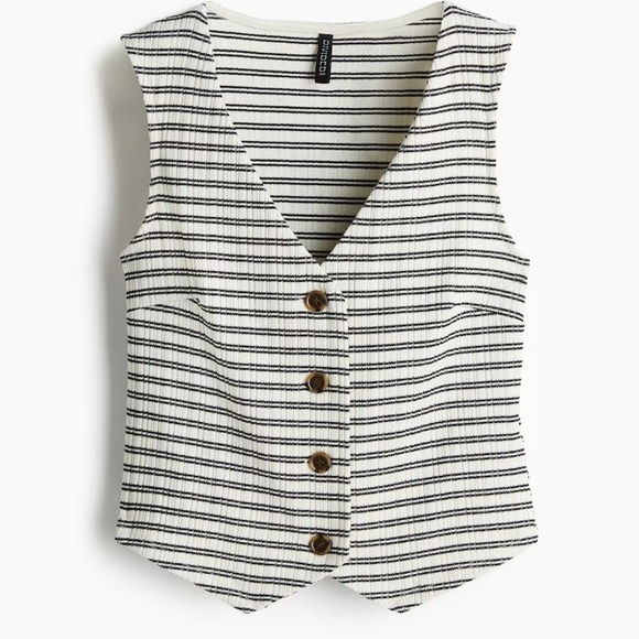 H&M Black and Cream Striped Vest - Picture 4 of 6